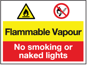 Flammable Vapour No Smoking Or Naked Lights Sign