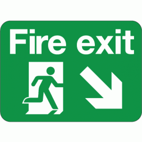 Fire exit diagonal down right sign