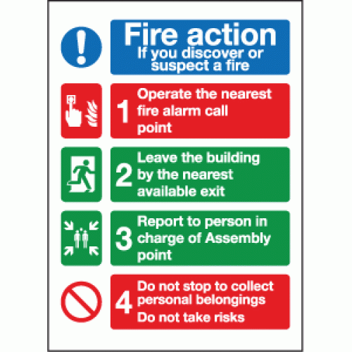 Fire action sign | Safety Signs and Notices Ltd