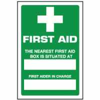 First aid the nearest first aid box is situated at sign
