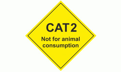 CAT2 Not for animal consumption sign