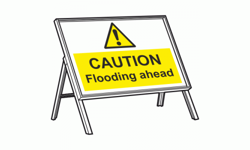 Caution Flooding ahead sign