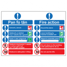 5 Point Fire Action Notice - Welsh English Fire Action Notice