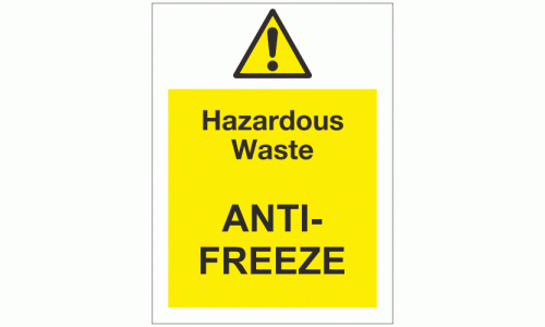 Hazardous waste antifreeze sign