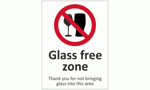 Glass free zone sign