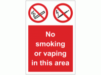 No smoking or vaping in this area sign