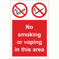 No smoking or vaping in this area sign