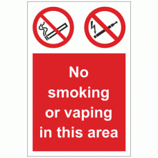 No smoking or vaping in this area sign