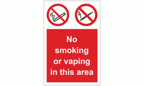 No smoking or vaping in this area sign