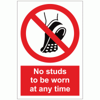 No studs to be worn at any time sign