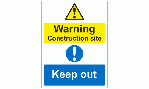 Warning construction site keep out sign