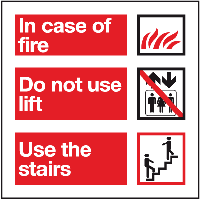 In case of fire do not use lift sign | Fire Equipment Signs | Safety ...