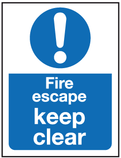 Fire escape keep clear sign | Fire Door Signs | Safety Signs and Notices