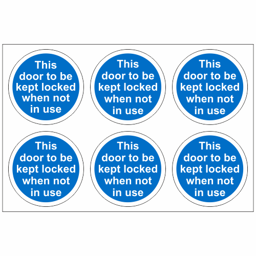 This Door To Be Kept Locked When Not In Use Stickers Fire Door Signs