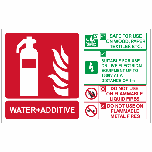 Water+Additive fire extinguisher id sign | Fire Extinguisher Signs ...